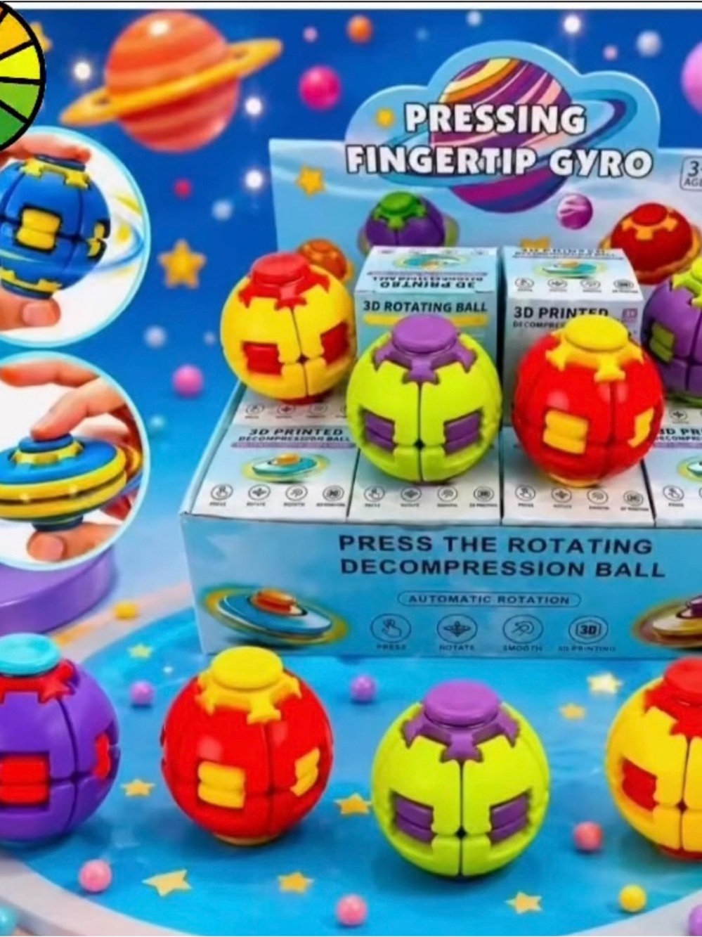 Pressing Fingertip Gyro Decompression Ball - Colorful Kids Toy